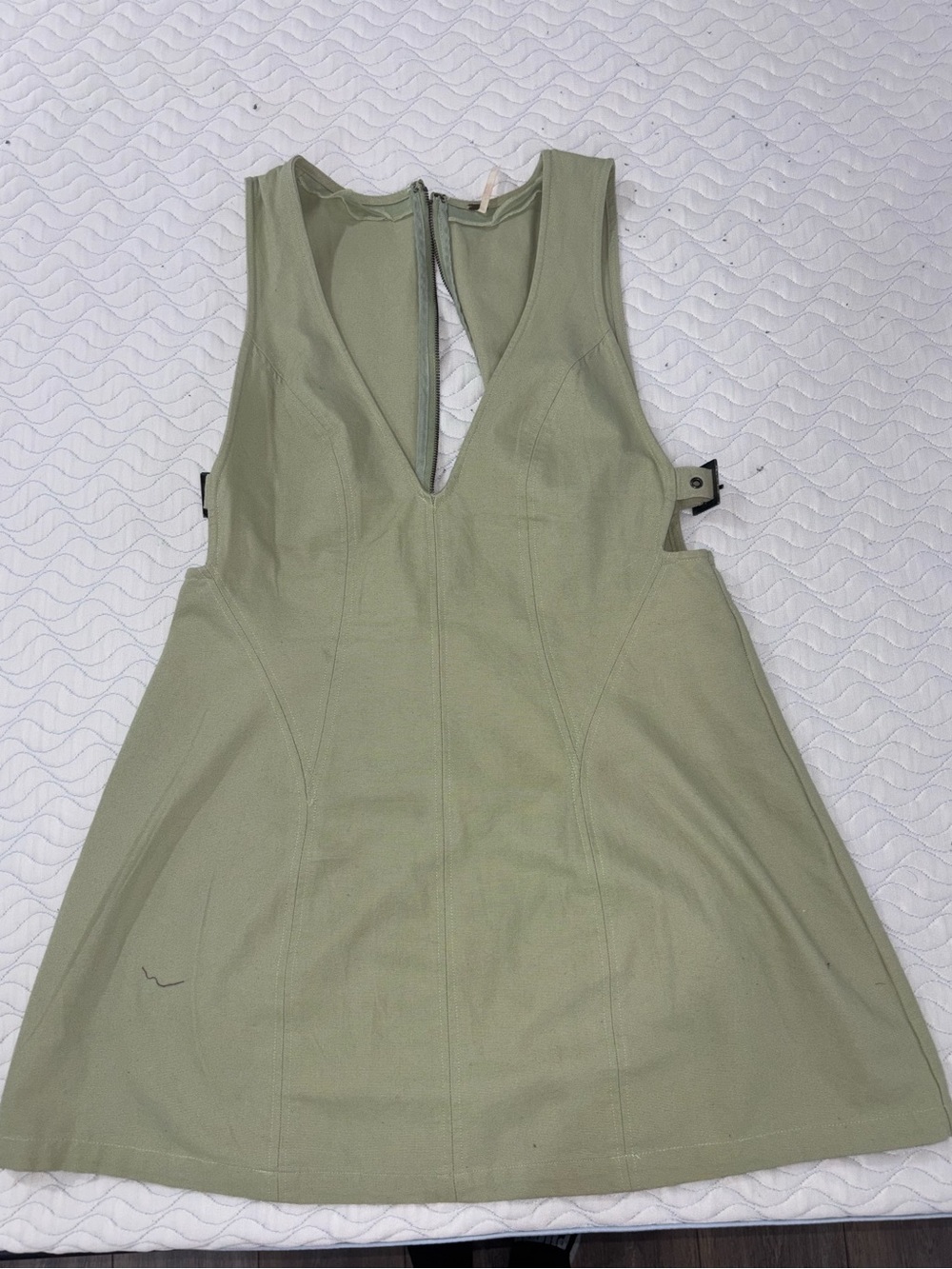 FREEPEOPLE FP- Sleeveless Olive Green V-Neck Women's Dress